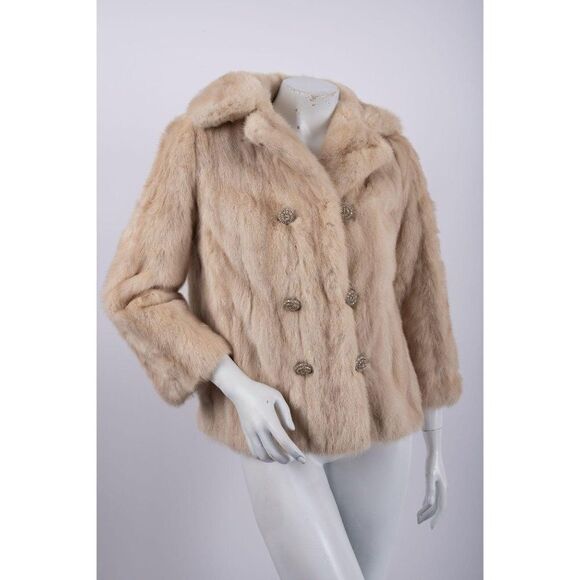 Vintage Cropped Rabbit Fur Blonde Jacket Coat - Picture 1 of 8